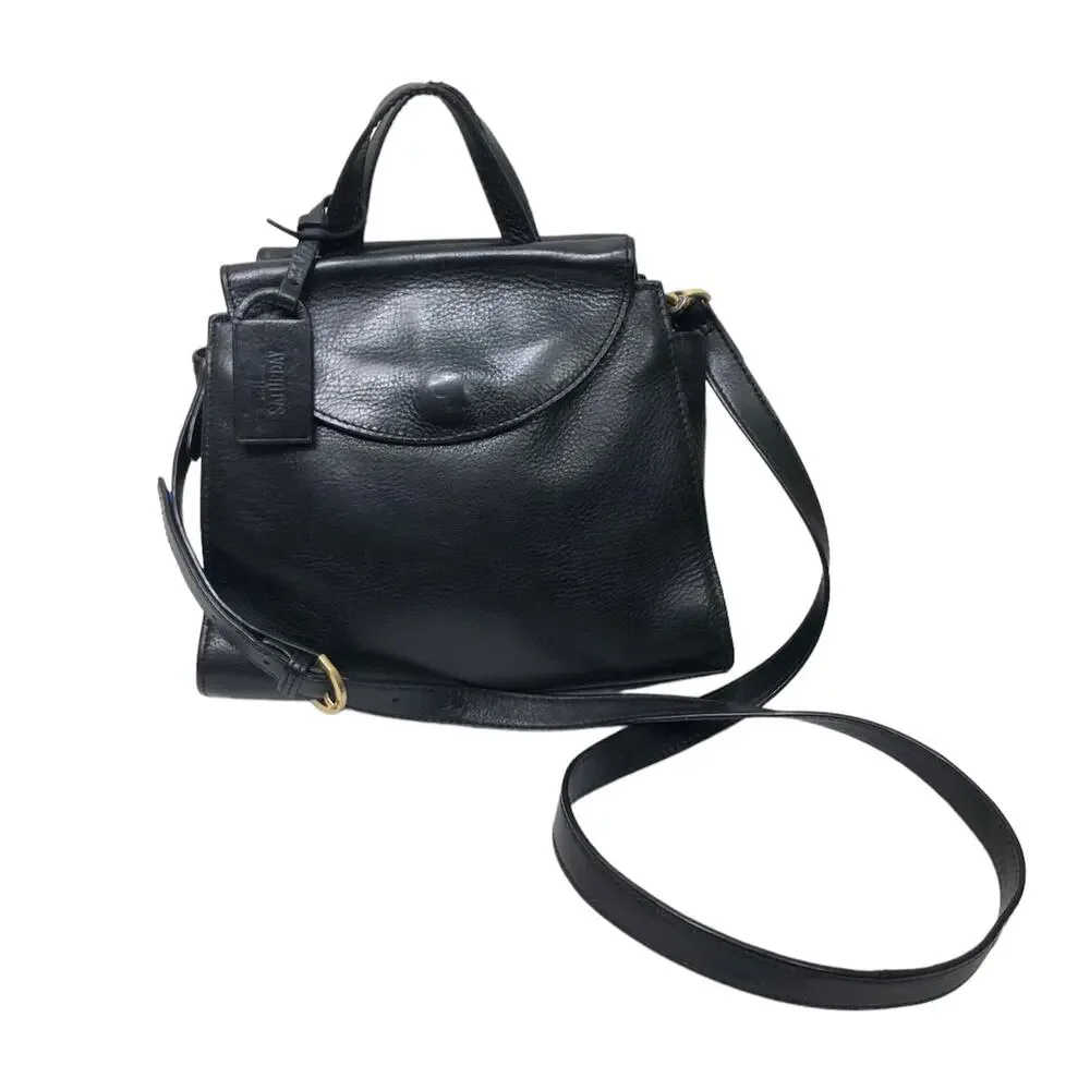 Kate Spade Saturday Black Leather Satchel Small Crossbody Bag Zip Top Purse